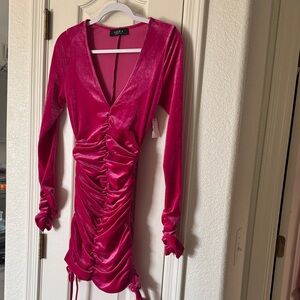 Akira velvet  Long Sleeve Ruched Dress NWT S